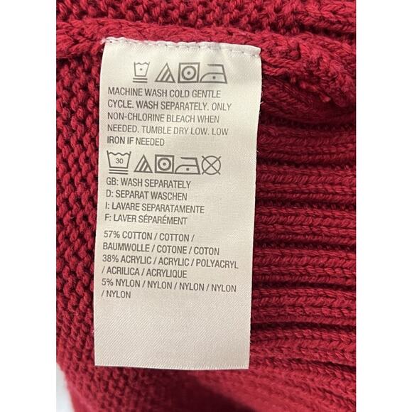 Susan Graver Sweater Womens Size Large Red Mock Neck Cold Shoulder Zipper Detail - Picture 4 of 7